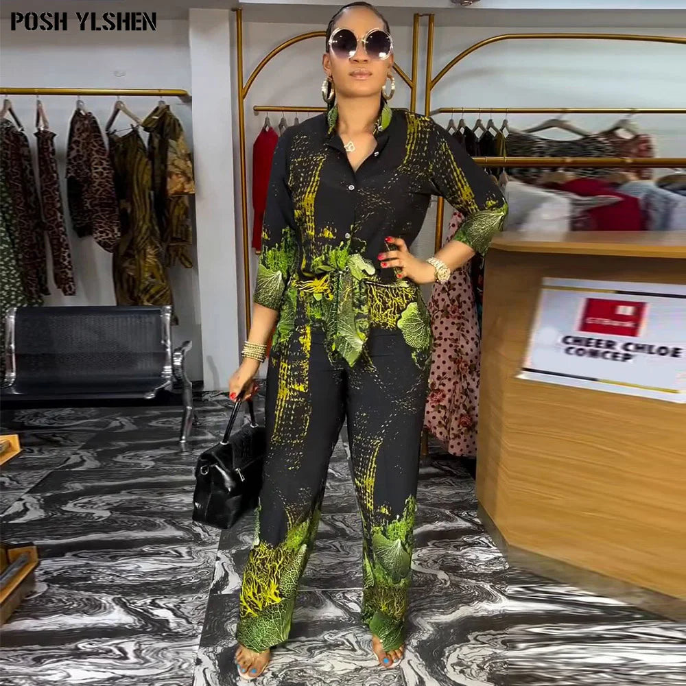 Maxy Two 2 Piece Pant Sets Women Outfit Summer Clothes African Dresses for Women 2024 Sexys New in Matching Set Dames Africa Clothing
