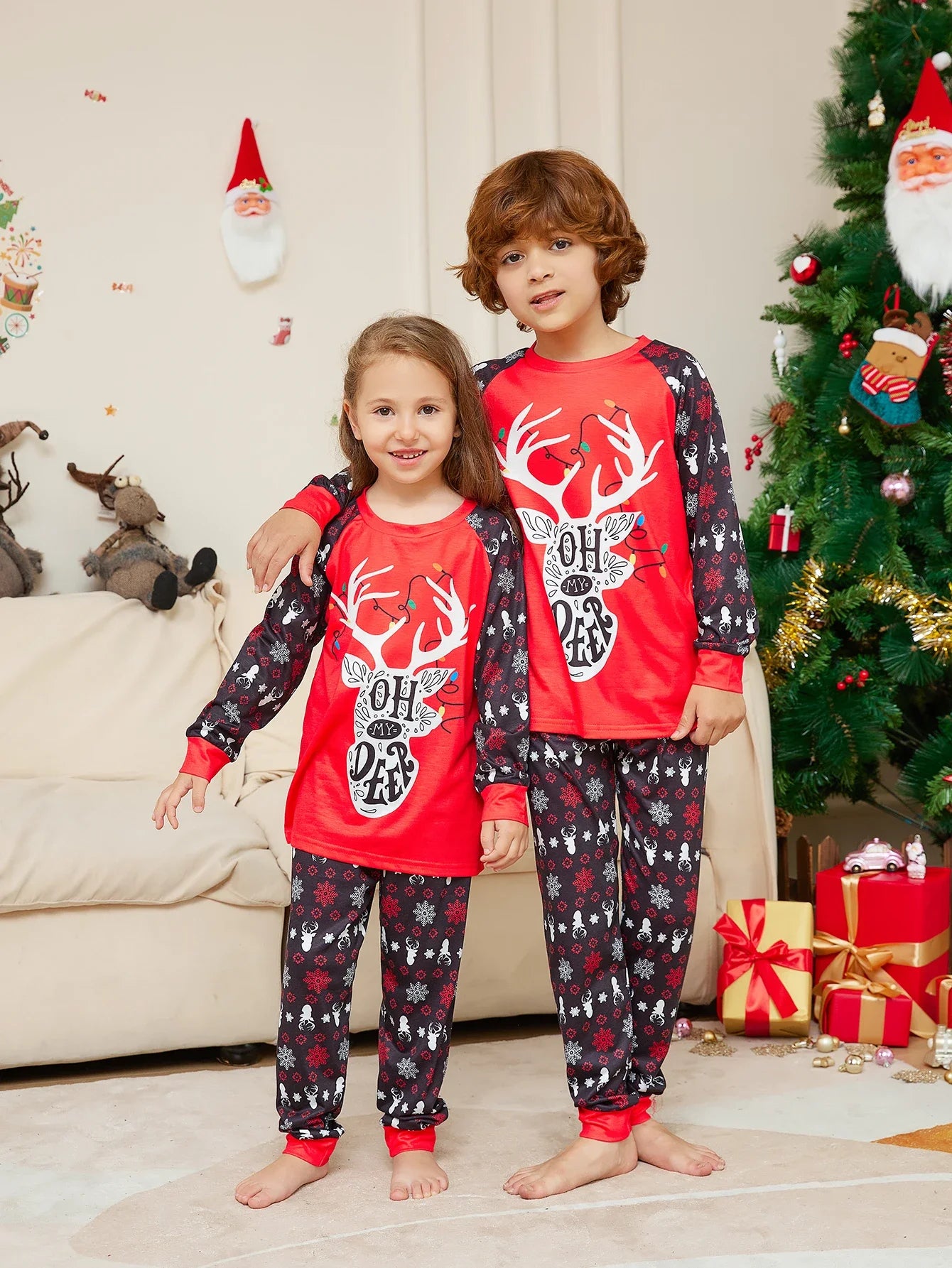 Maxy Christmas Family Mommy and Me Clothes Outfits Tops+Pants Family Matching Pajamas Mother Daughter Father Son Sleepwear Xmas