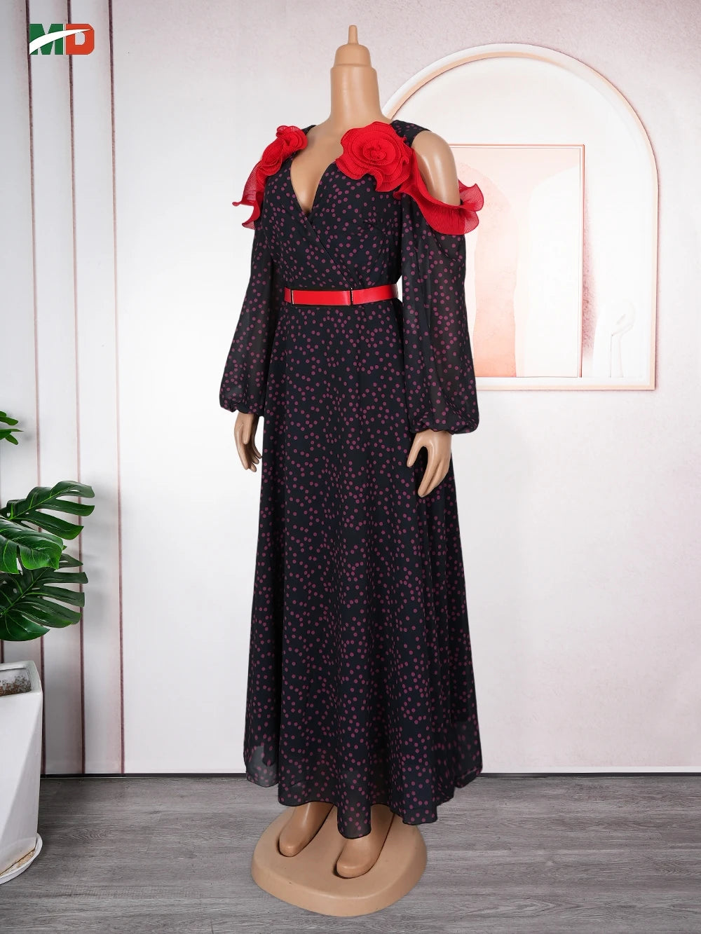 Maxy Dress Women Fashion Elegant Clothing Plus Size Polka Dot Dress For Summer Wedding Party Turkey Dressing New
