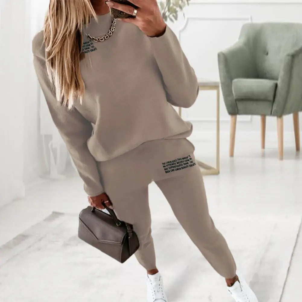 Amay Women's Tracksuit Casual Solid Long Sleeve Sport Suits Autumn Warm Sweatshirts and Long Pant Fleece Two Piece Sets