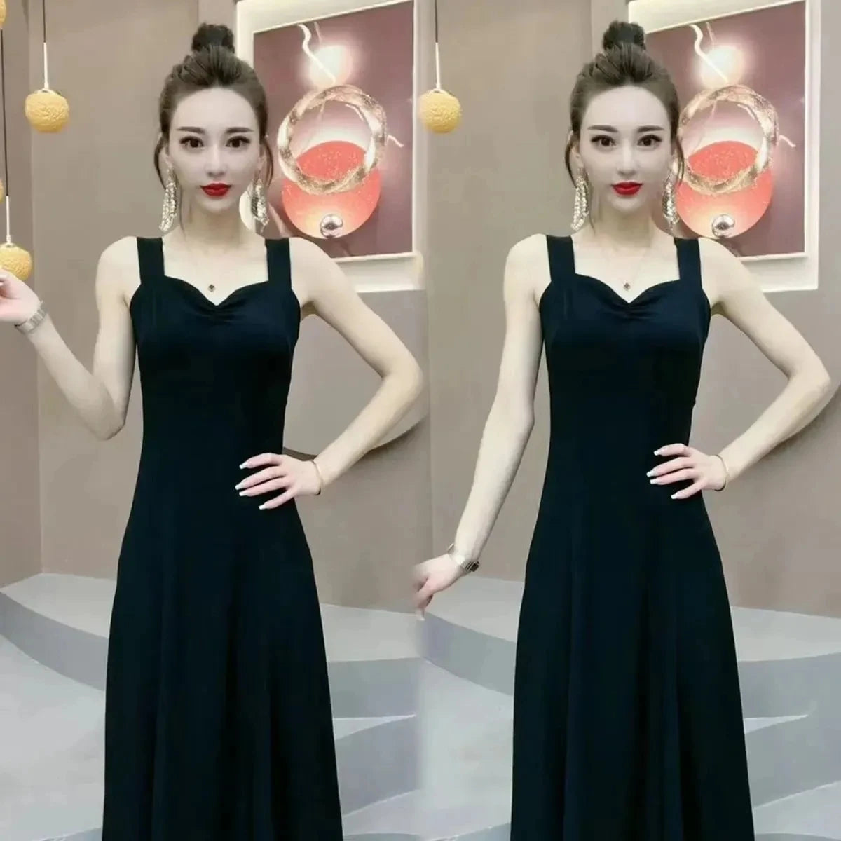 Maxy Popular High-End Brooch Blazer Slip Dress Suit Jacket Women's Summer Fashion Blazer Suit Skirt Two-Piece Set Sling Print Dress