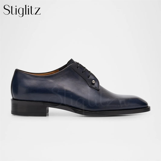 Visco Embellished Croc-Effect Leather Derby Shoes Metallic Fastener Loafers Luxury Designer Style Handmade Men's Shoes Latest Arrivals