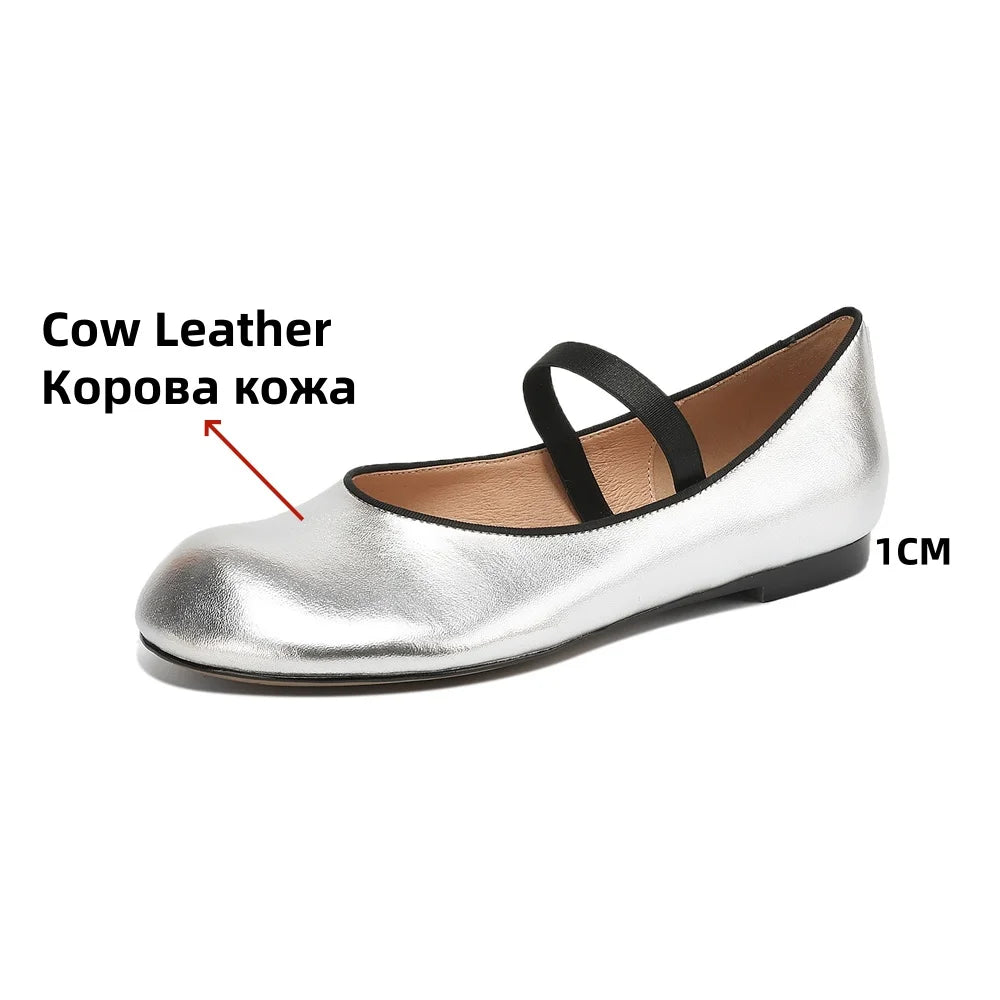 Maxy FEDONAS Shoes For Women Hand Stitch Casual Streetwear Ballet Flats Female Leopard Silver Gold Flats Shoes Loafers