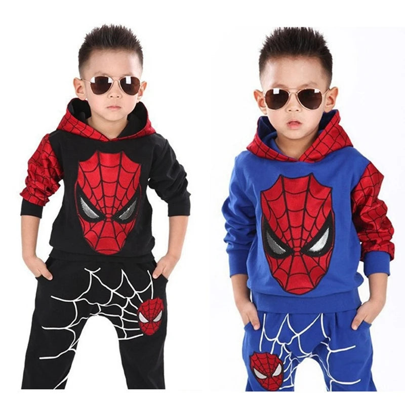 Maxy Cartoon Superhero Children Costume Baby Boy Clothing Set Spring Coat Kid Pant 2pcs Clothes Suit Girl Hoodies Sweatshirt Trousers