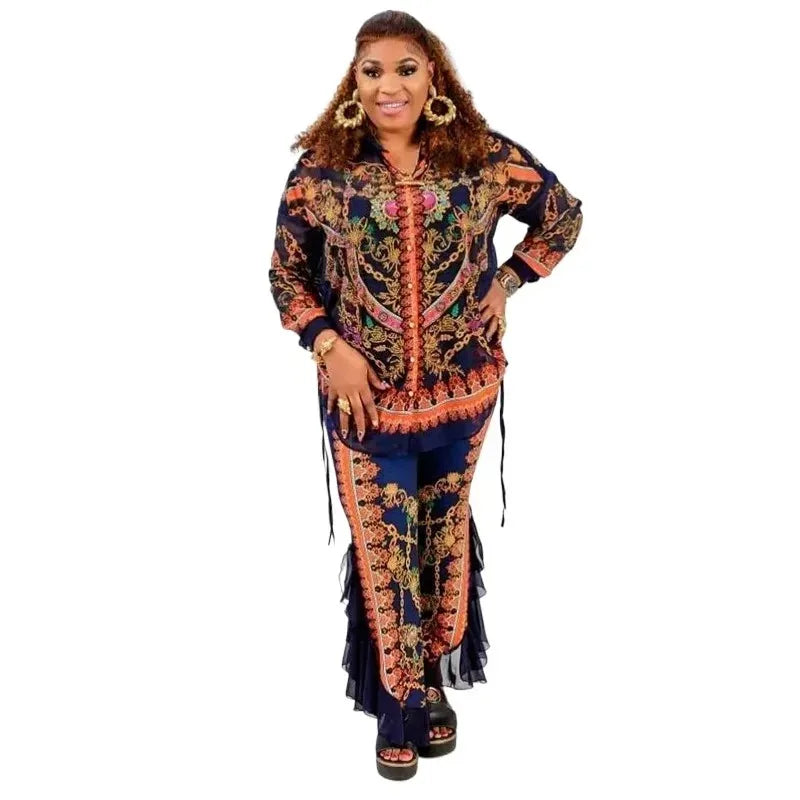 Maxy 2 Piece Women Sets Dashiki New Arrival Spring Autumn Matching Sets Two Pieces Sets Top Pants Suits Outfits Clothing