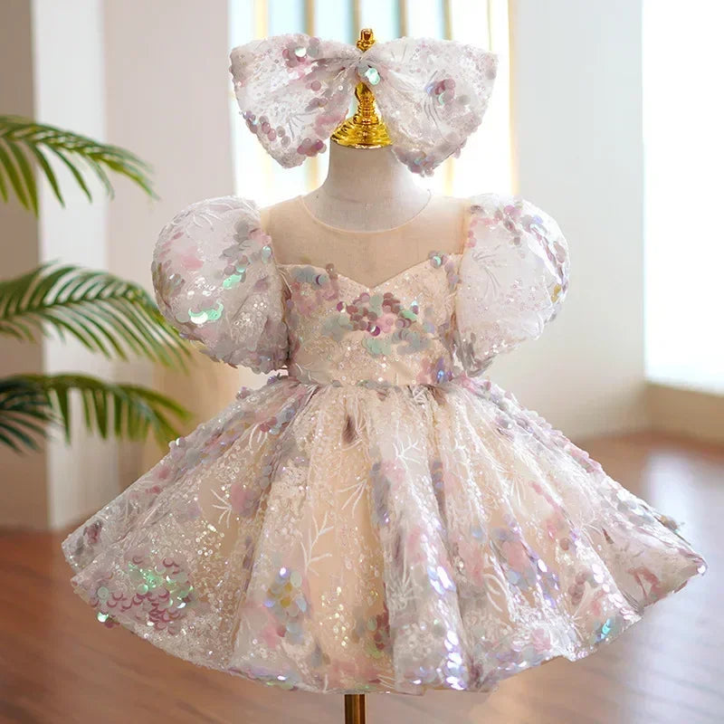 Maxy Children Evening Dresses for Girls 3 12 14 Years Kids Birthday Party Luxury 2023 Fluffy Ball Gown Wedding Prom Formal Lace Dress