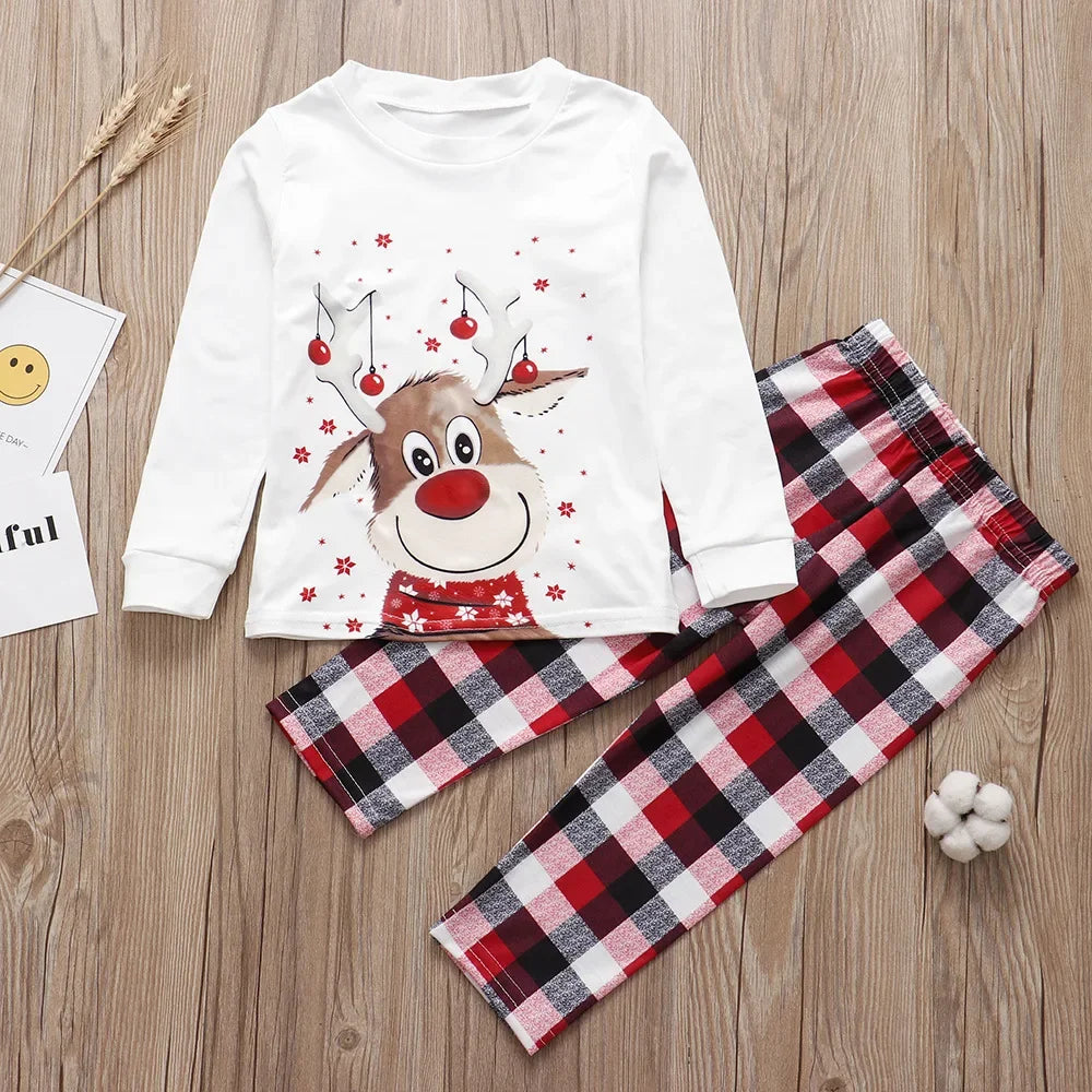 Maxy 2024 Family Pajamas  Christmas Set Adult Kid Sleepwear 2PCS Family Pyjamas Sets Deer Tops +Pants Xmas Family Matching Clothes