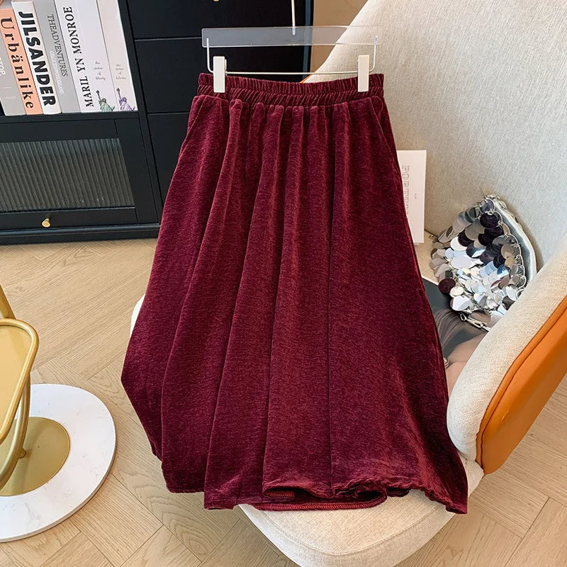 Maxy 150Kg Plus Size Women's Bust 155 Autumn Loose Small Fragrant Jacket Gold Velvet Skirt Two-Piece Set 5XL 6XL 7XL 8XL 9XL
