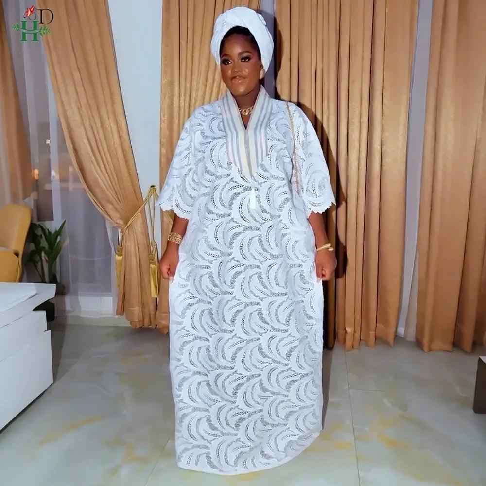 Maxy Dress Plus Size for Women Elegant Dubai Turkey Clothing Wedding Party Gown Church White Lace Clothes