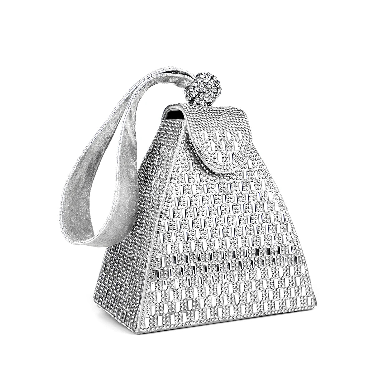 Maxy Fashion Lady Evening Bags Acrylic Day Clutch Triangle Design Diamonds Party Shoulder Handbags Banquet Purse