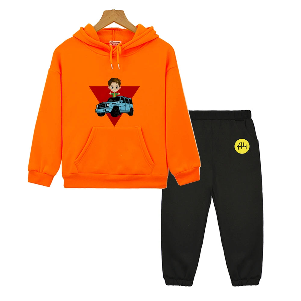 Maxy Kids Merch A4 Hoodie for Boy Suit мерч а4 Sweatshirt with Hood Children Costume Set Child Toddler Girl Winter Clothes Top Pants