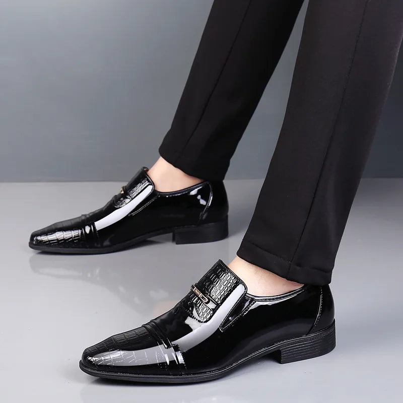 Visco Italian Leather Shoes for Men Luxury Business Oxford Breathable Patent Formal Plus Size Man Office Wedding Flats Male Black Mens