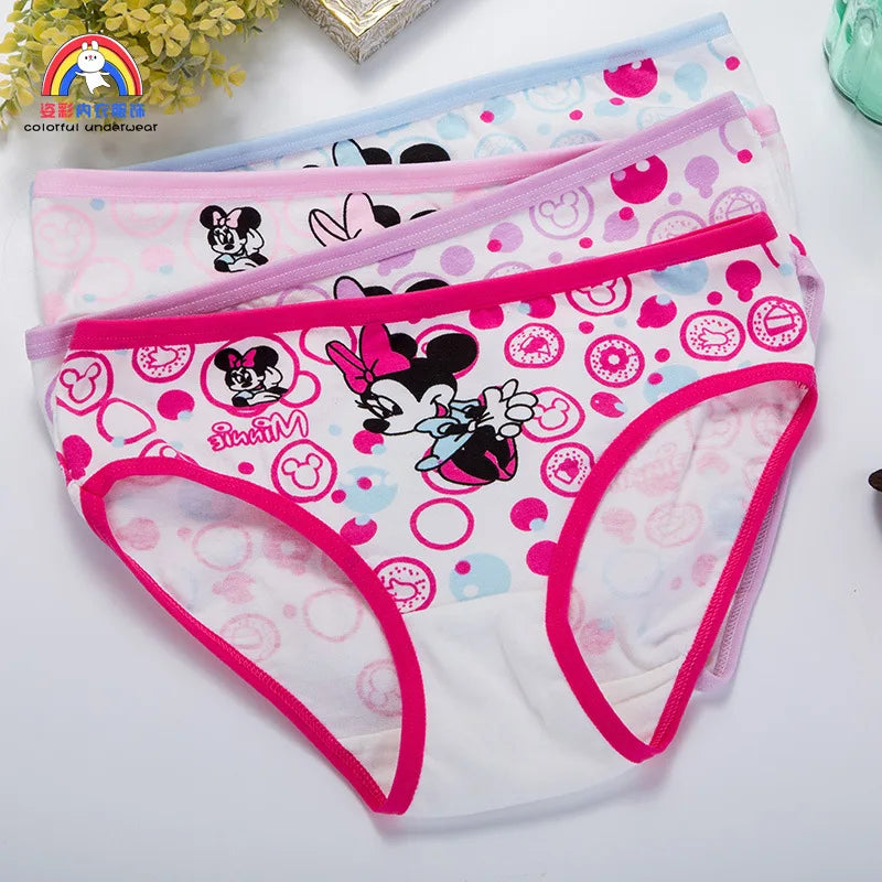Maxy 1/4pcs Disney Anime Minnie Mouse Girl Underwear Kawaii Mickey Minnie Children Underpants Cartoon Princess Shorts Kids Gifts
