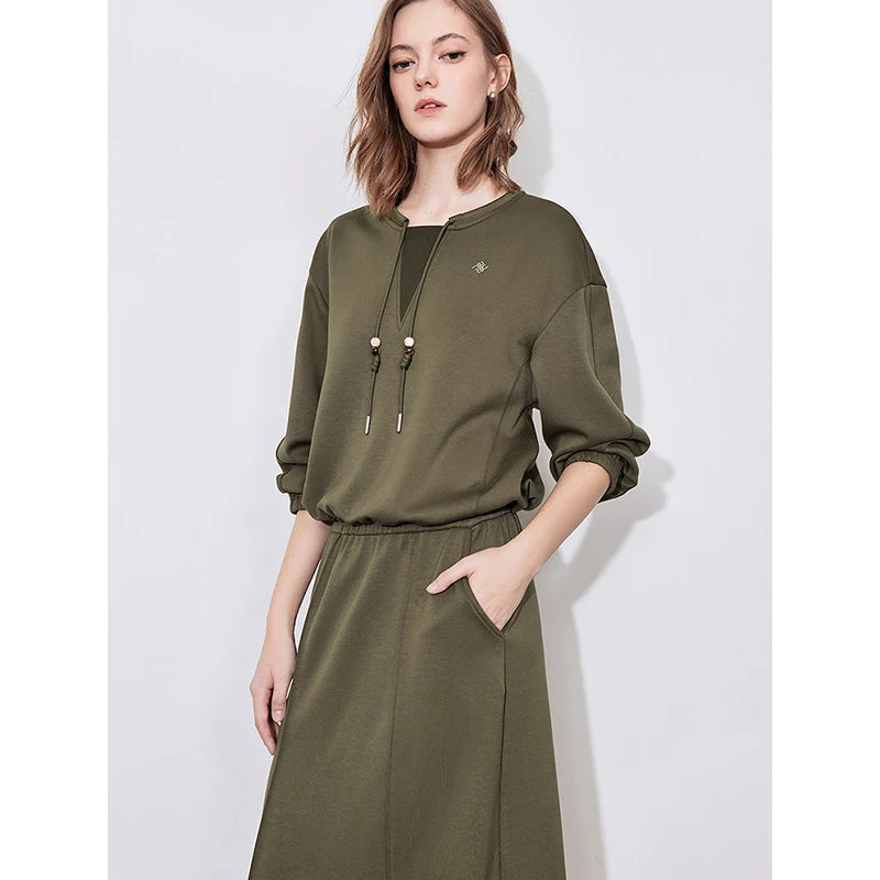 Maxy Two Piece Suit Spring New Hooded Sweatshirt With Mid Length Skirt Women Sports Casual Fashion Sets