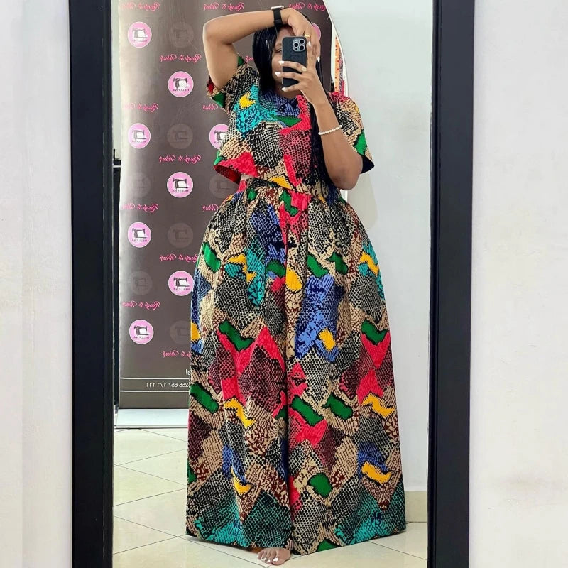 Maxy 2 Pieces Women's Sets Polyvinyl Summer Spring Dashiki African Tops And Wide Leg Pants Suits Two Piece Set Tracksuit Outfit