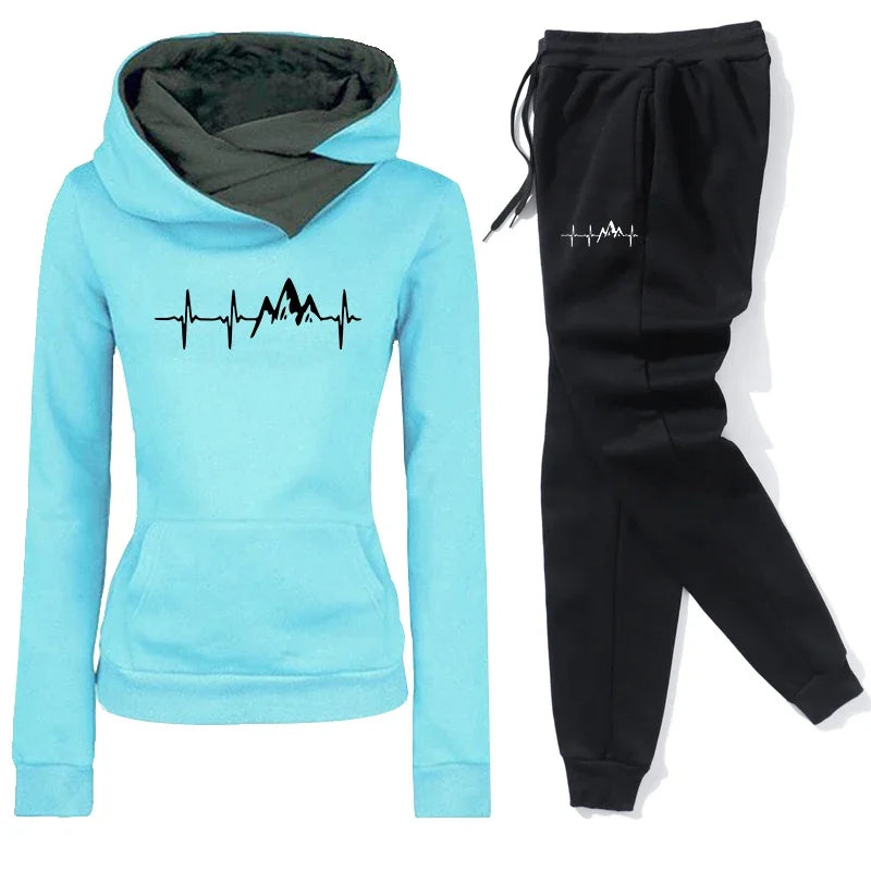 Maxy Daily Autumn Winter Quality Hoodies Women's Tracksuit Casual Print Single Sport Pants Comfort Outdoors Jogging Gym Woman Fashion