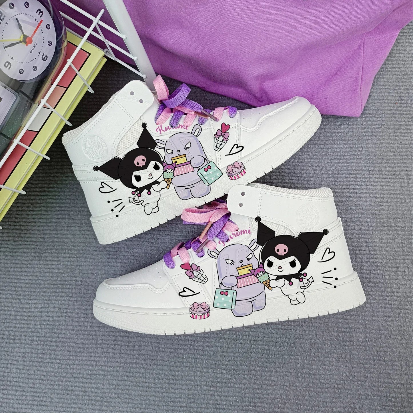 Maxy New Woman cartoon Kuromi   princess cute Casual shoes soft sports shoes for girlfriend gift EU size 35-44