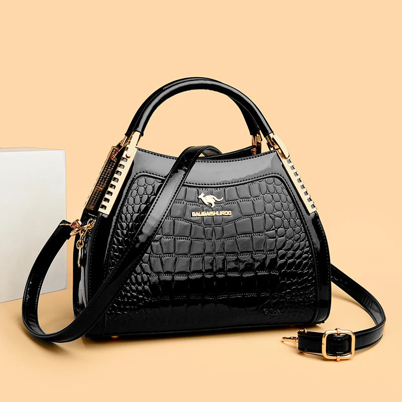 Maxy High Quality Patent Leather Three Layers Women Shoulder Bags Luxury Designer Messenger Casual Tote Bag Large Capacity Hand bags