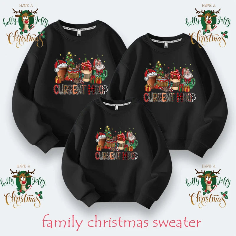 Momsey Baby Kids Winter Sweaters Christmas Family Matching Outfits Xmas T Shirt Deer Sweatshirt Mother Father Daughter Son Set