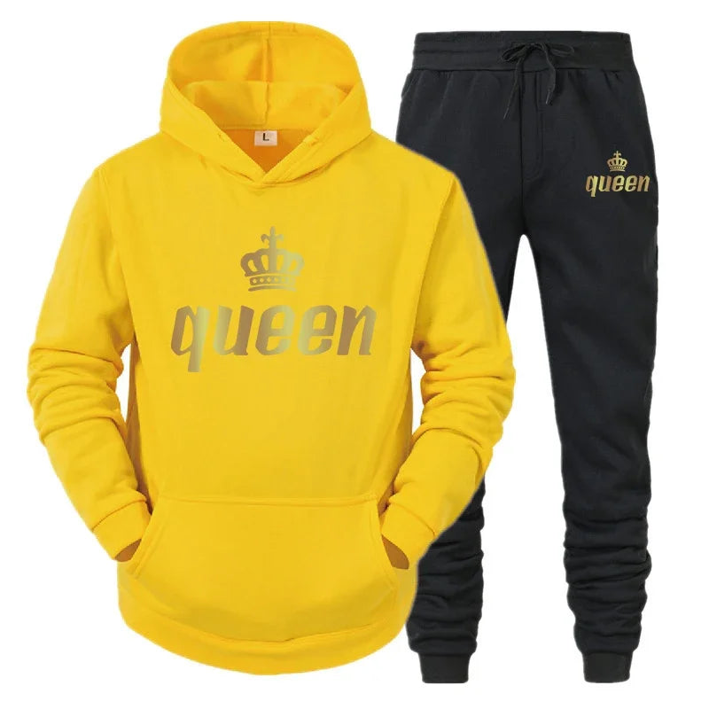 Maxy King And Queen Couple Outfit Hoodie and Jogger Pants High Quality Men Women Daily Casual Sport Jogging Suit King Queen Tracksuit