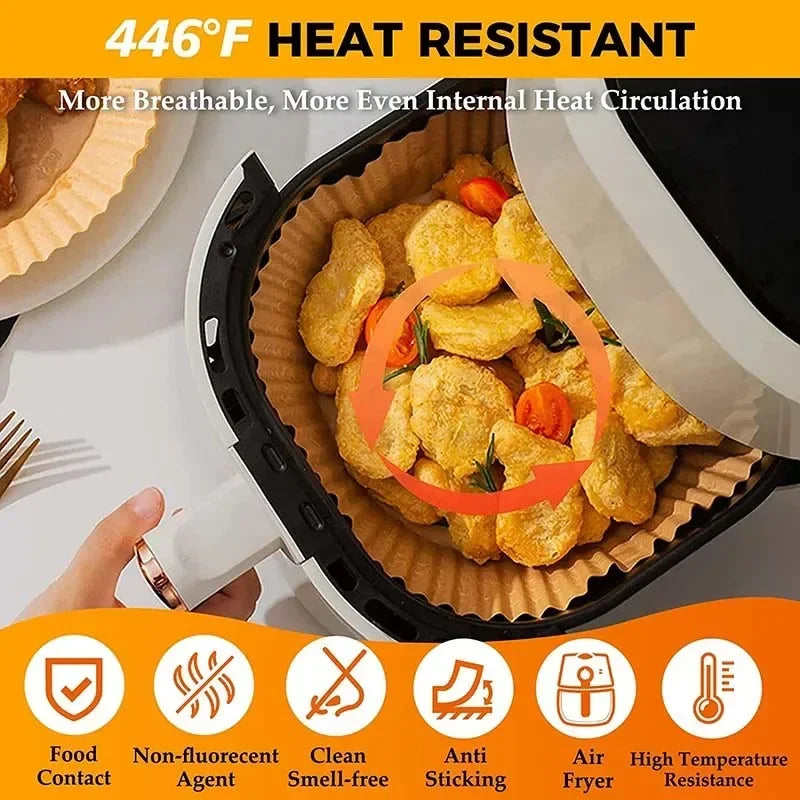 23CM Air Fryer Disposable Baking Paper Liner Non-Stick Mat Steamer Square Round Parchment for Microwave Oven Kitchen Cookers