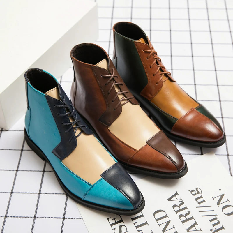 Amay Italian Style Chelsea Boots Mens Mid Calf Dress Shoes Business Formal Ankle Boots Male Winter Spring Split Leather Casual Shoes