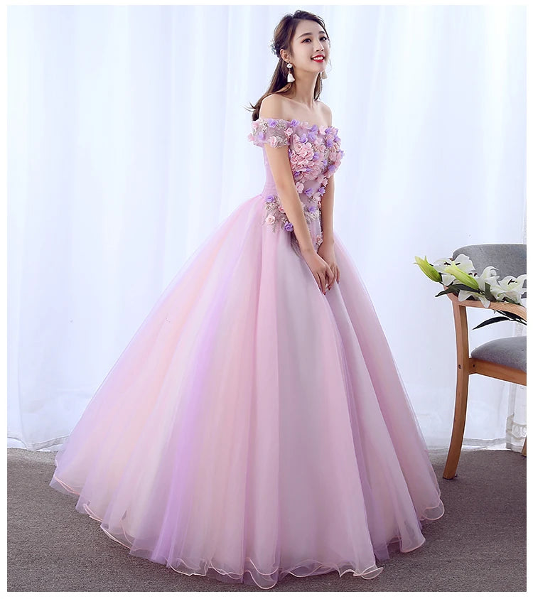 Maxy Quintenary Dress New Gryffon Elegant Boat Neck Party Prom Formal Ball Gown Sweet Floral Print Vestido De Quincenera