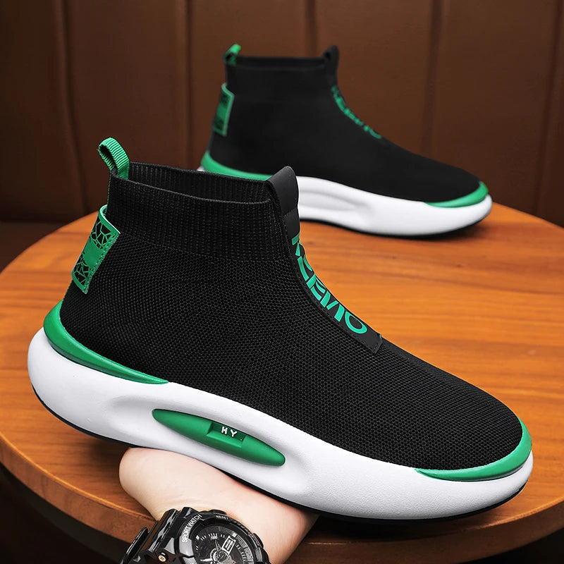 Maxy High Top Super Light Breathable Knit Vamp Men Sneakers Male Sock Footwear Fitness Sport Tennis Shoes