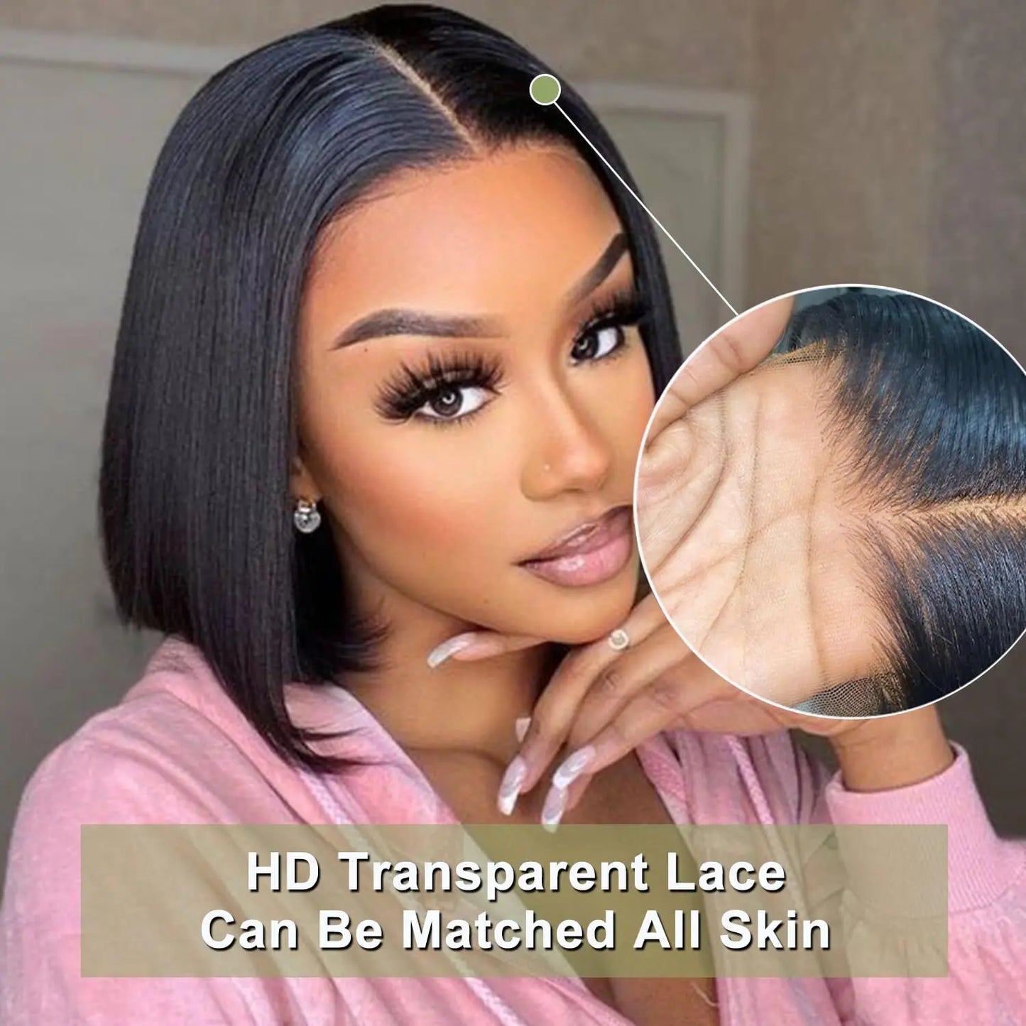 Maxy Hair Wear Go Human Hair Wigs Pre Cut PrePlucked Bone Straight Bob Wigs Transparent 4X4 Lace Front Glueless Wig Ready To Go