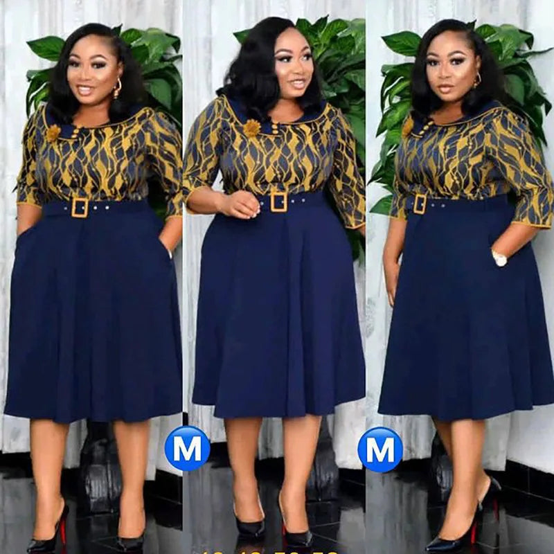 Maxy L-4XL African Dresses for Women Summer African Women Printing Plus Size Dress Africa Clothes for Woman