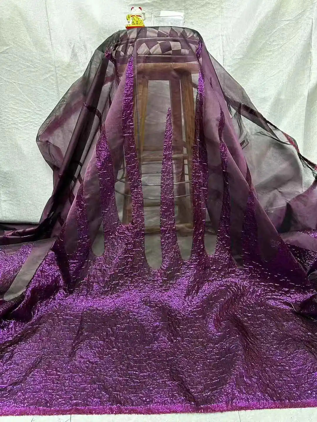 Maxy New African Tulle Lace Fabric Satin Nigerian Brocade Gild Jacquard Lace Fabric For Sewing Wedding Party Dresses Women Cloth
