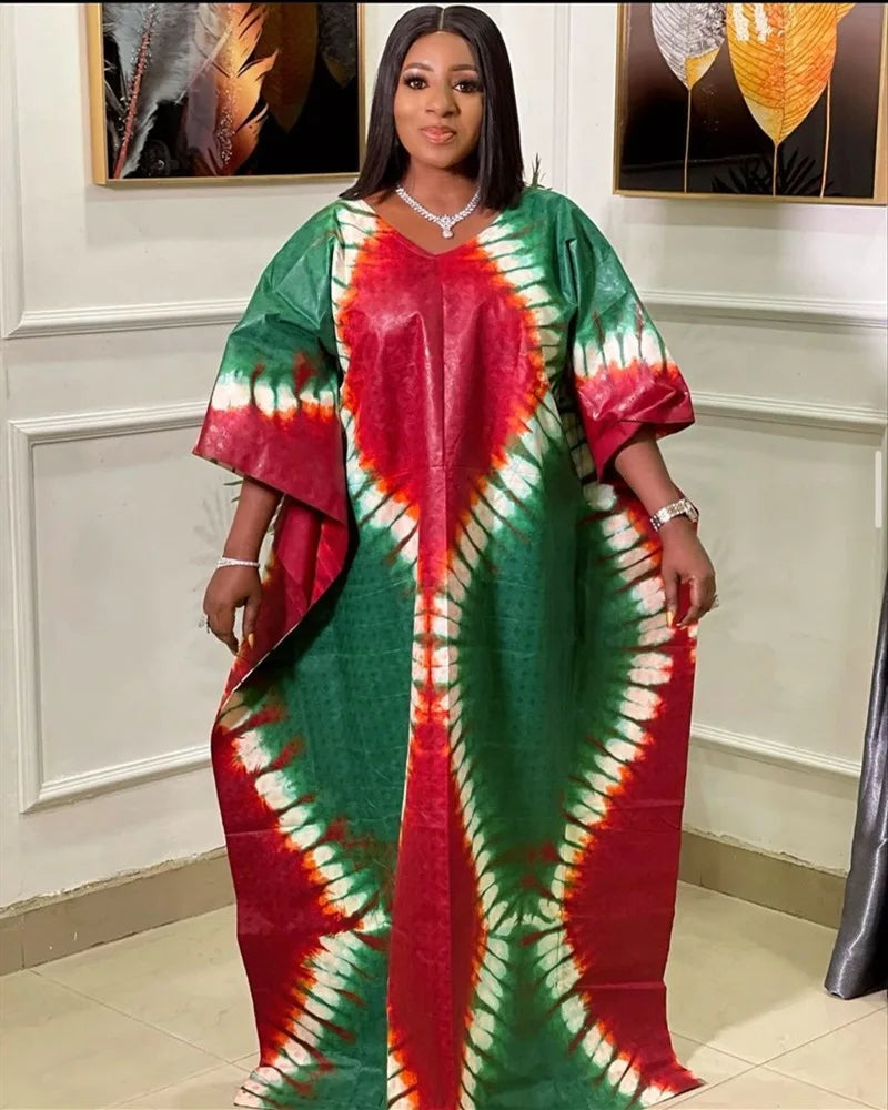 Amay S-5XL African Dresses for Women Spring Summer Africa Women Polyester Printing Plus Size Long Dress African Robes African Clothes