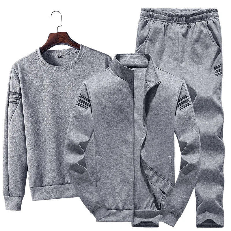Amay Spring and Autumn New Korean Sweater Suit Men's Casual Sports Trend Three Piece Suit