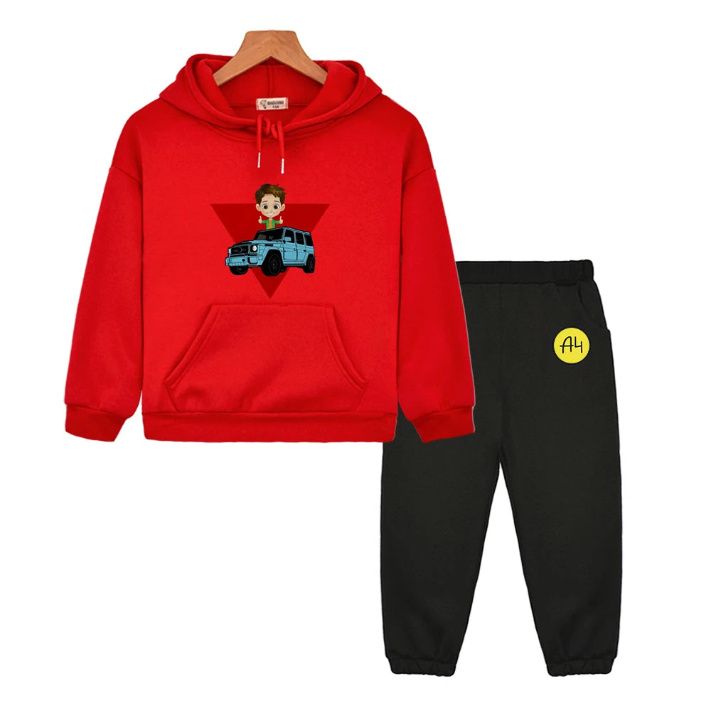 Maxy Kids Merch A4 Hoodie for Boy Suit мерч а4 Sweatshirt with Hood Children Costume Set Child Toddler Girl Winter Clothes Top Pants