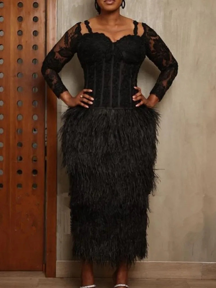 Amay Dresses for Women Black Dresses Africa Clothing Muslim Long Dress High Quality Length Fashion African Dress Lady