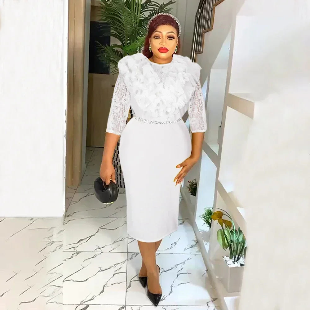 Maxy Plus Size Party Dresses for Women New Dashiki Ankara Lace Evening Gowns Turkey Outfits Robe Africa Clothing