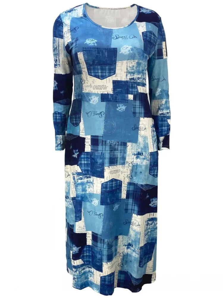 Maxy XL-5XL Plus Size Clothes Dresses Women Robes Summer Autumn Long Sleeve Street Style Casual 3XL 4XL Big Size Dress Oversize