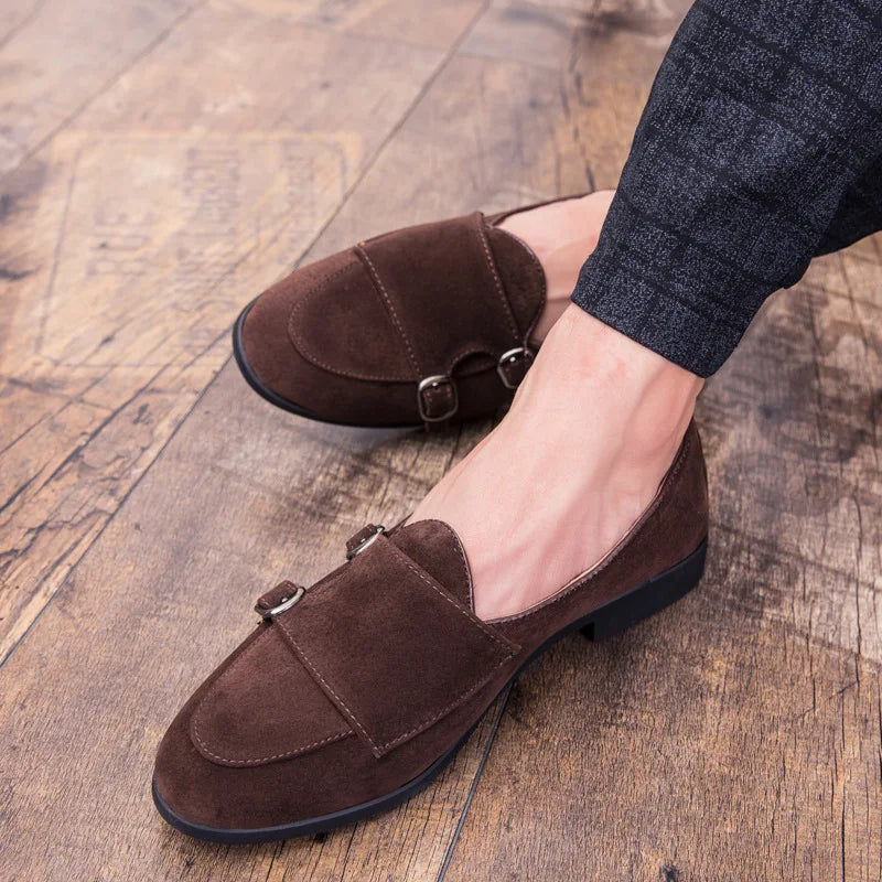 Amay Double Monk Strap Shoes Brown Dress Loafers Men Dress Shoes Italian Wedding Dress Coiffeur Office Shoes Men Formal Dress
