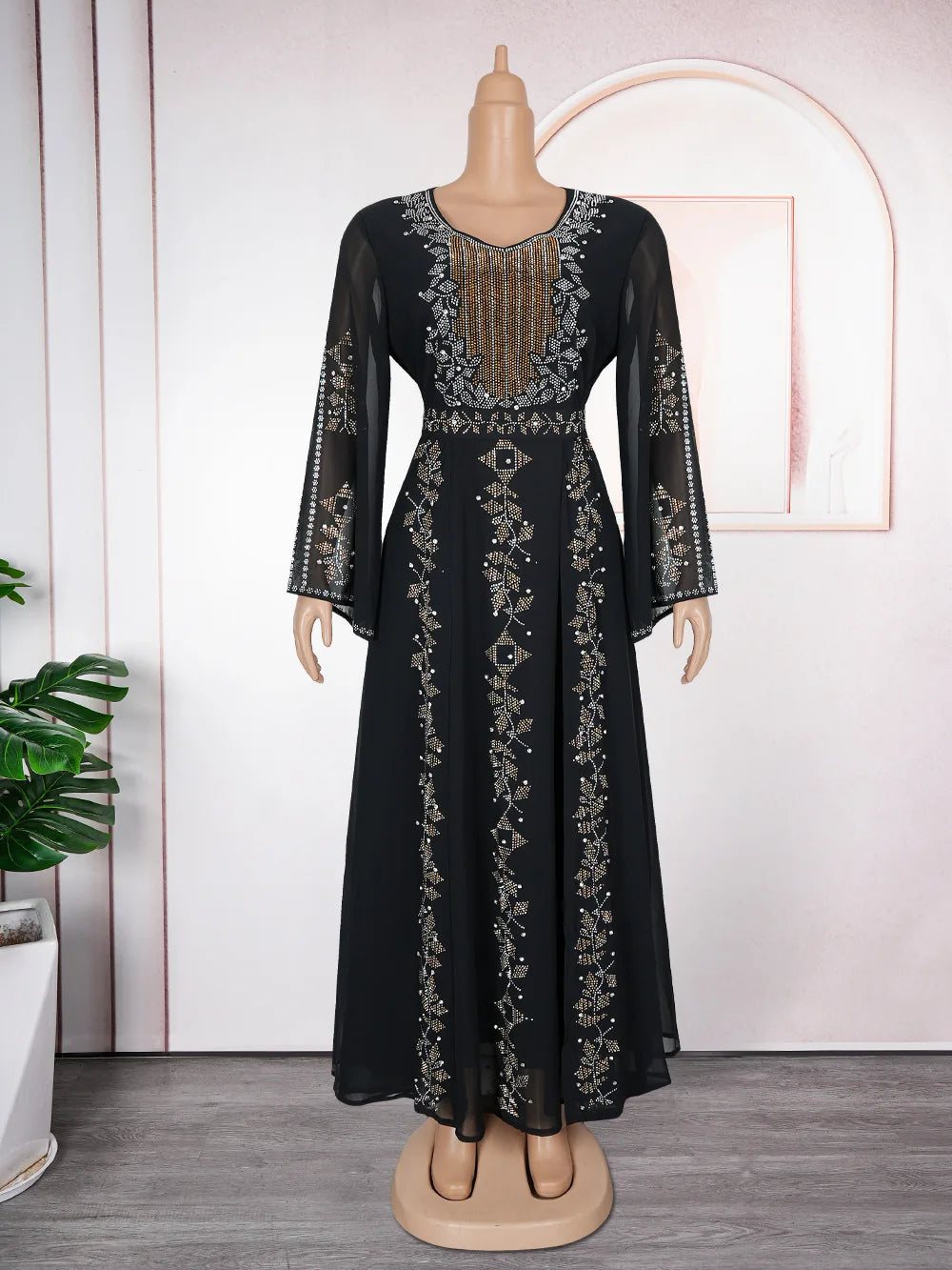 Maxy Muslim Women Diamonds Maxy Dress Evening Party Gown Dubai Abaya Turkey Kaftan Kebaya African Dresses Islam Jalabiya Caftan Robe