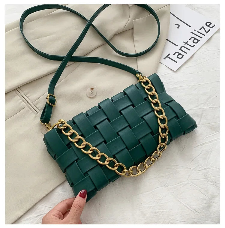 Maxy  New Trend Wild Metallic Braid Women Ladies Design Messenger Small Square Bag Luxury Handbag