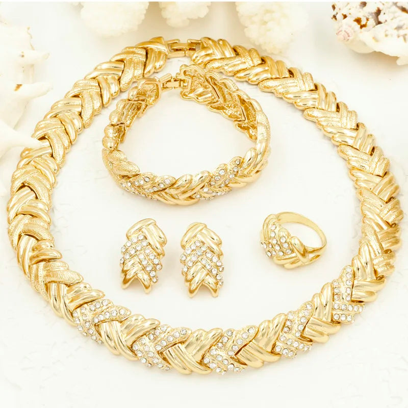 Maxy Liffly Bridal Fashion Dubai Gold Jewelry Sets for Women Costume Necklace Earrings Nigerian Wedding Beads Jewelry Set