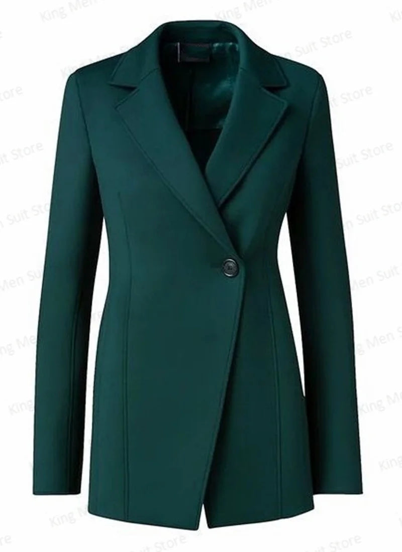 Babs Dark Green Women Suit Pants Set 2-Pieces Blazer+Trousers Wedding Tuxedos Prom Dress Formal Office Lady Cotton Jacket Tailored