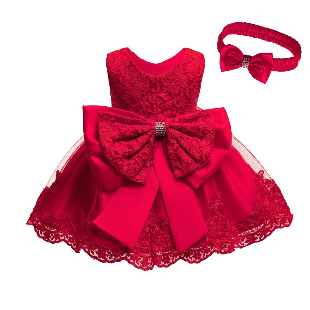 Maxy Hot Selling 0-5 Years Girl Dress Red Princess Party Dresses For Baby 1 year Girls Toddler Christening Gown Newborn Kids Clothes