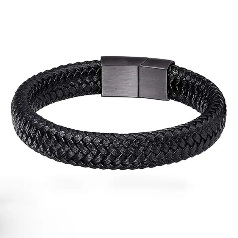 Maxy Black PU Leather Magnetic Bracelet Men's Mature and Stable and Elegant Giving Men The Best Gift for Men