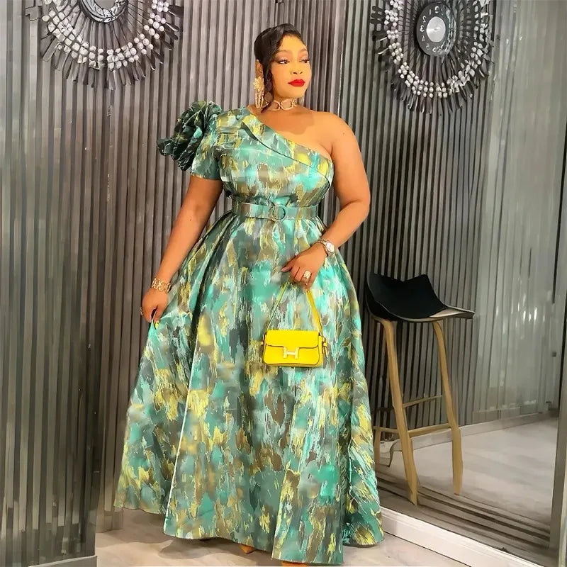 Maxy Elegant Dresses for Women Clothing Plus Size Christmas Wedding Party Long Dress Dashiki Ankara Print Outfits