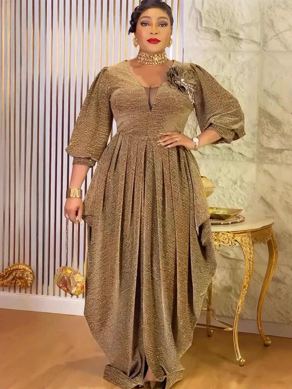 Maxy Plus Size African Party Dresses for Women New Fashion Dashiki Ankara Wedding Evening Gown Elegant Turkey Muslim Maxi Dress