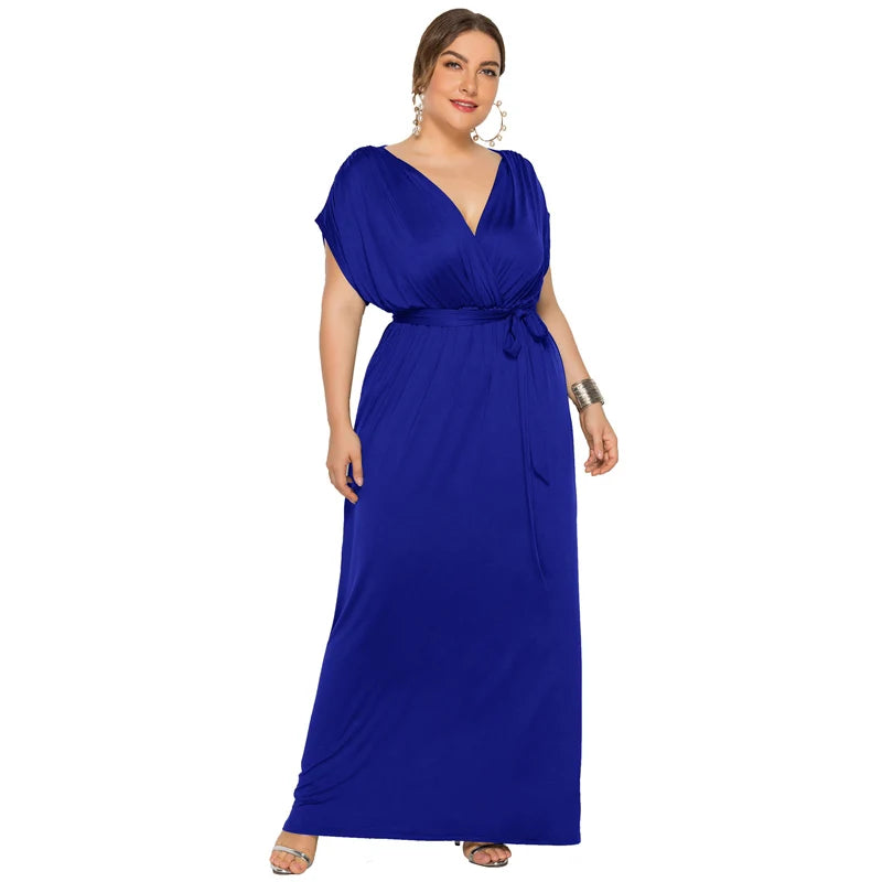Maxy dress Long Plus Size Evening Party Dress V Neck Stretchy White Vestido Robe de Soiree Wedding Guest Dress LMT-FP3310