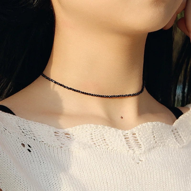 Maxy Fashion Brand Simple Black Beads Short Necklace Femme Ladies Choker For Women Party Jewelry