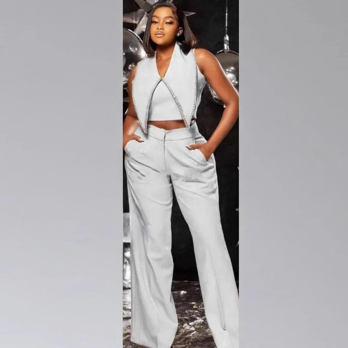 Maxy 2 Piece Set African Clothes for Women Tops and Wide Legs Pants Suits 2025 Spring Summer New Casual African Clothing Outfits Sets