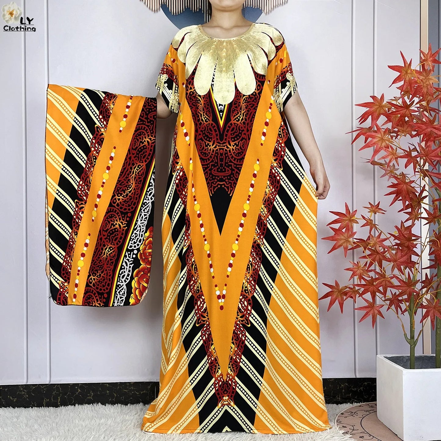 Maxy Summer Short Sleeve Casual Loose Dress New Muslim Women's 100% Cotton African Dashiki Print Maxy Elegant Ladies Dresses